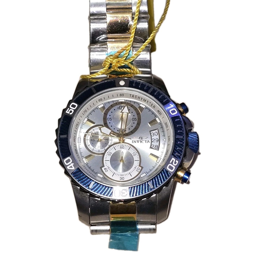 Invicta Men's Pro Diver Chronograph Watch 18K Gold Plated Silver-Tone Dial